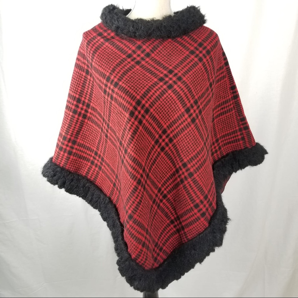 Red Plaid Poncho